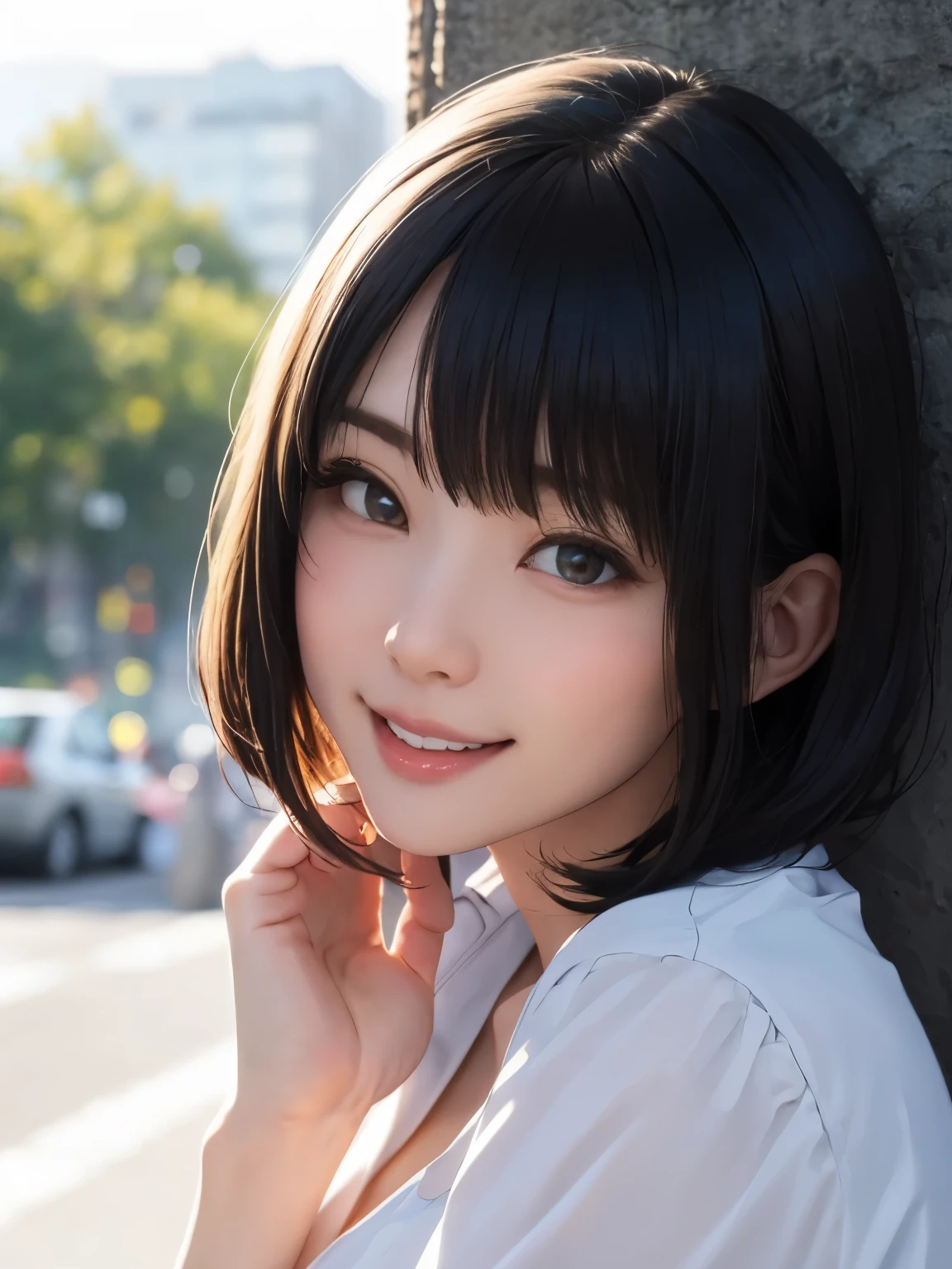 1 girl、highest quality、Realistic、alone、Written boundary depth、Natural soft light、Daytime、charm、Beautiful Face、Cleanliness、Pure Face、White skin、cute、short hair、prohibit、Beach、Light of the sun、Nedium Breast Body Esbian、((セーターを着たBeautiful Faceの黄金比 対称性のあるBeautiful Face))、Long neck、Listen carefully、prohibitのあるきれいな短いボブヘア、Laugh with your mouth closed、Perfect hands指、Perfect hands、Perfect body、Perfect Face、Shine a light into your eyes、Perfect Anatomy:1.4、とてもcuteスーパーモデル:1.4、{Huge|big|Hugeな|Mega} chest:2, chestの谷間:2、Transparent、Transparency、glosoisture、shine、Cool feeling、Beautiful gradation blue sky:2