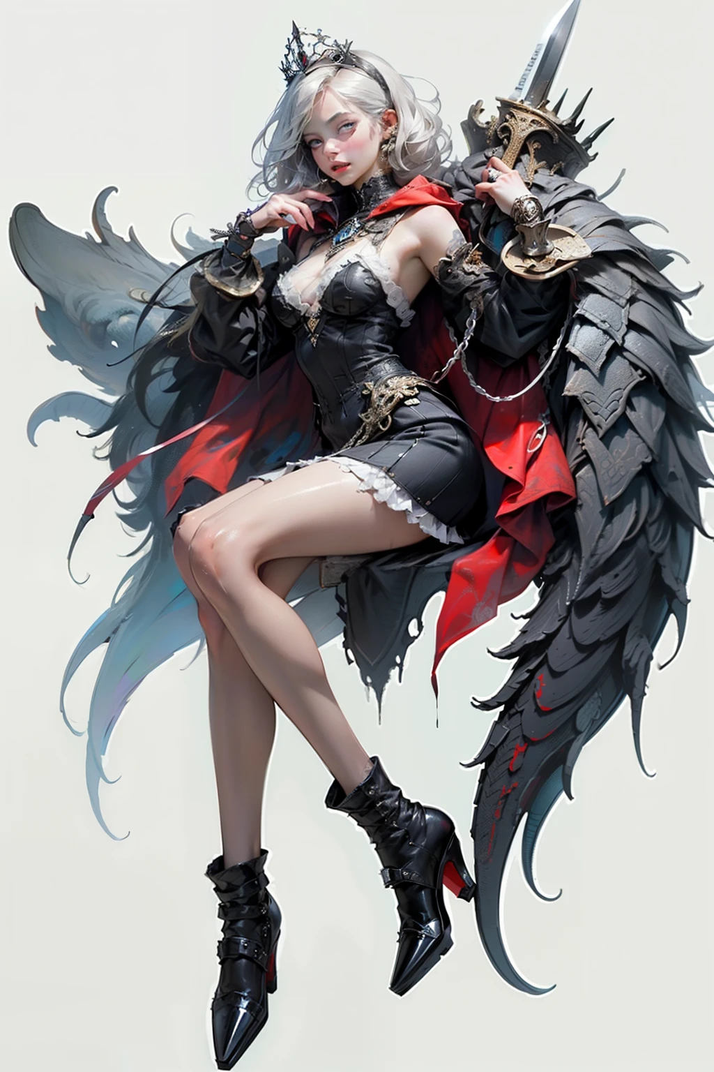 mpts
Copy
(((masutepiece, of the highest quality, super detailed))), hand drawn style, hand painted style, watercolour, sketch, a knight, white background, plain background, Bloodborne inspired, tatty Bloodborne attire, occult aesthetic, occult, tatty red and white clothing detailed and intricate steampunk and detailed gothic ta (with a hood), diadems, long coat, very thin long legs, Complex laced boots, Fluttering lace flared long knee length dress with frilly petticoats, long dress, knee length dress, petticoats gothic lolibeautiful small breasts, (((( Highly detailed face))), small thin nose, Small thin lips mouth, (((Very sharp focused eyes))), Very large slit precision pale grey eyes that shine like jewels. very long eyelashes, Silver hair swaying in the wind, Emitting a dazzling light in a mandala pattern, white background, Very dramatic and cinematic lighting, tatty damaged old red and white clothing, full body, whole body, body, cosmic horror, grim dark