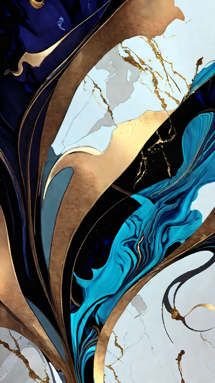 a beautiful abstract marble texture, with colors of black, blue and gold, highly detailed, intricate design, marble material, BY Anne Bachelier,