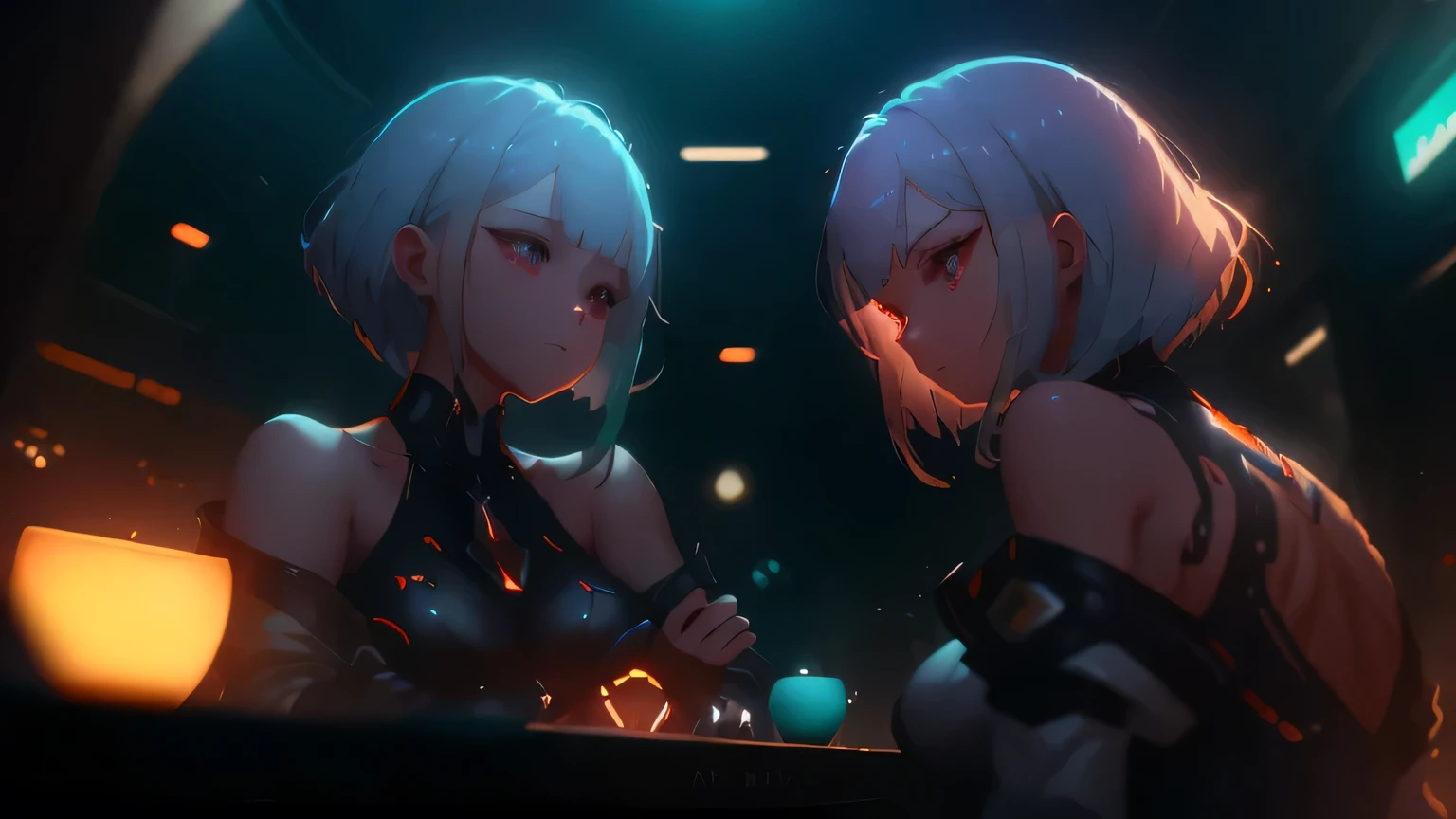 A Angel woman and a Demon woman playing a game of chess together. Cinematic lighting, Unreal Engine 5, Cinematic, Color Grading, Editorial Photography, Photography, Photoshoot, Shot on 70mm lense, Depth of Field, DOF, Tilt Blur, Shutter Speed 1/ 1000, F/ 22, White Balance, 32k, Super - Resolution, Megapixel, ProPhoto RGB, VR, tall, epic, artgerm, alex ross, Halfrear Lighting, Backlight, Natural Lighting, Incandescent, Optical Fiber, Moody Lighting, Cinematic Lighting, Studio Lighting, Soft Lighting, Volumetric, Contre - Jour, dark Lighting, Accent Lighting, Global Illumination, Screen Space Global Illumination, Ray Tracing Global Illumination, Red Rim light, cool color grading 45% , Optics, Scattering, Glowing, Shadows, Rough, Shimmering, Ray Tracing Reflections, Lumen Reflections, Screen Space Reflections, Diffraction Grading, Chromatic Aberration, GB Displacement, Scan Lines, Ray Traced, Ray Tracing Ambient Occlusion, Anti - Aliasing, FKAA, TXAA, RTX, SSAO, Shaders, OpenGL - Shaders, GLSL - Shaders, Post Processing, Post - Production, Cel Shading, Tone Mapping, CGI, VFX, SFX, insanely detailed and intricate, hypermaximalist, hyper realistic, super detailed, dynamic pose, centered, photography