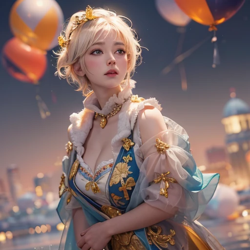 (masterpiece:1.3), (8k, Realistic, RAW Photos, Best image quality: 1.4), Fair-skinned fairy woman、short hair、Cleavage:2.0、Highly detailed face、Attention to detail、double eyelid、Sharp focus:1.2、Beautiful woman:1.4、highest quality、masterpiece、Ultra-high resolution、(Realistic:1.4)、Highly detailed and professionally lit smiles、カーネ・グリフィスを彷彿andさせる非常に詳細な線画, (Donald Trump'clown:1.7), (balloon:1.4), With the power of Vadim Kassim'大胆な色彩and質感, Light and airy, Like the works of Carl Larsson, dark background, dark, evil, fire, パスカル・ブランシュ風の超Realisticなキャラクター, pastel, Grace, Draandic lighting, Expressive camera angles, and, Concept Art, amusement park, masterpiece