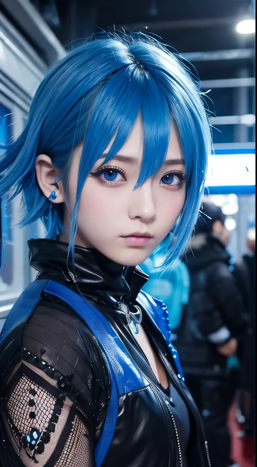 Men's Underground Idol、Blue Hair、Member color: blue、make、Visual Kei、cyber punk、boy、Shota