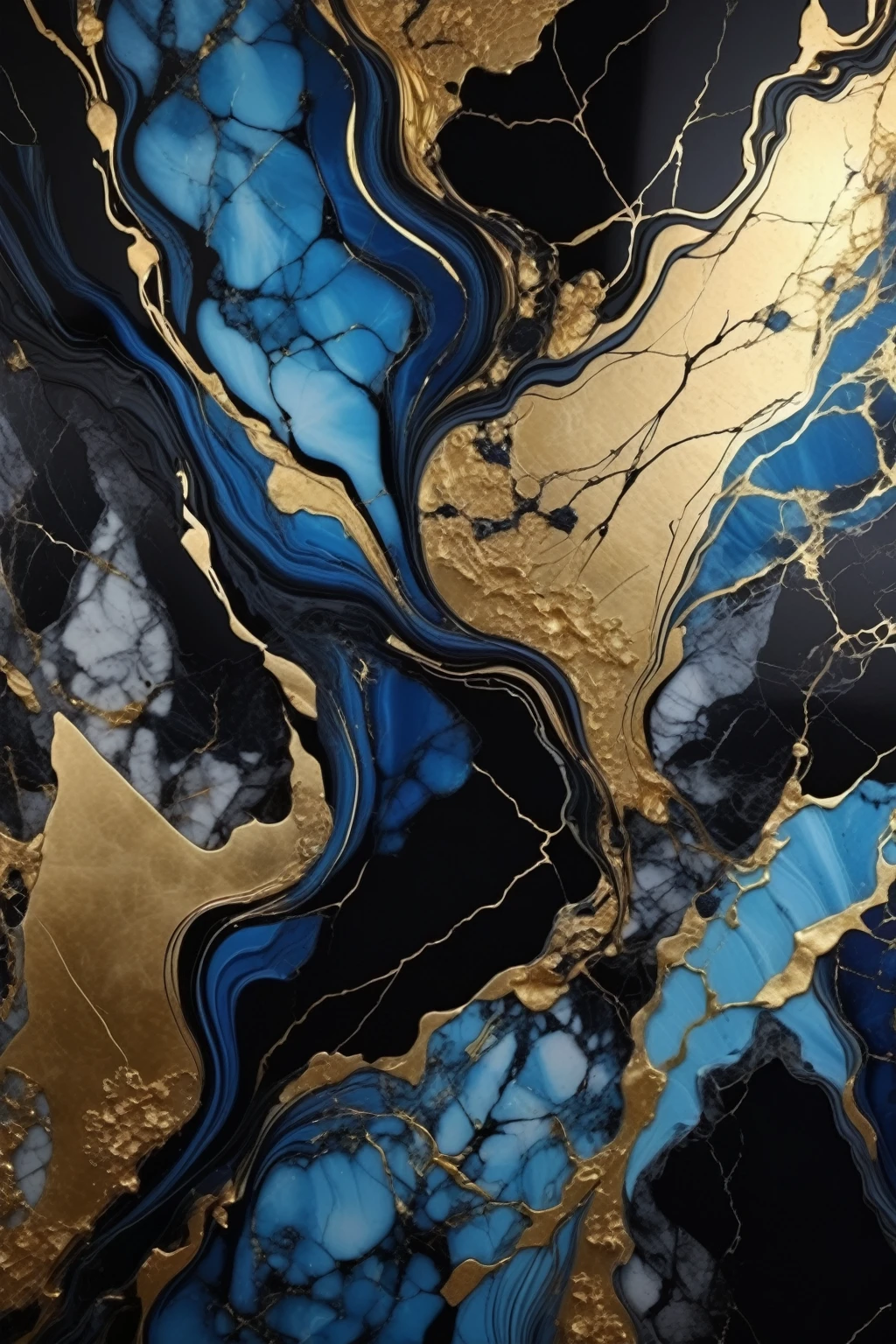 a beautiful abstract marble texture, with colors of black, blue and gold, highly detailed, intricate design, marble material, black obsidian material, sapphire material, gold material, BY Anne Bachelier,