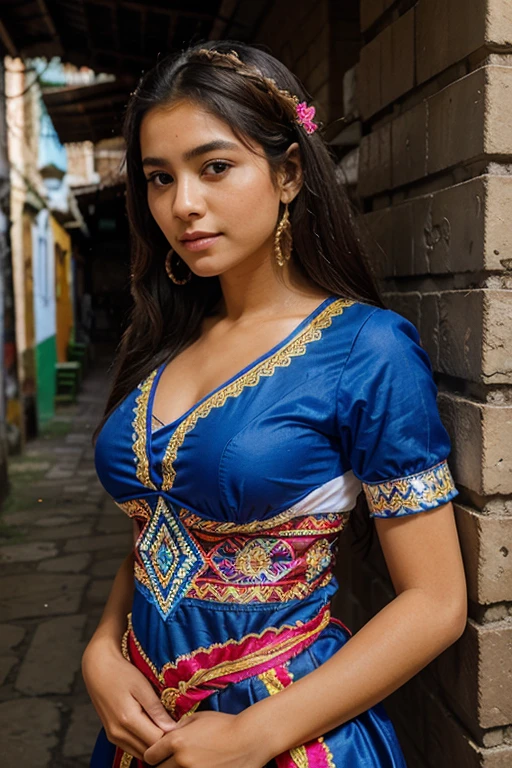 Beautiful woman, 21 years, El Salvador, cultural costumes dress