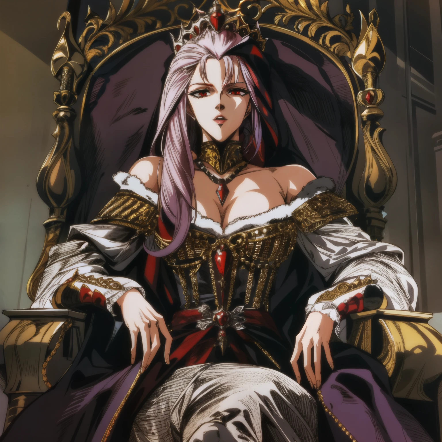 royal vampire queen portrait sitting in a throne