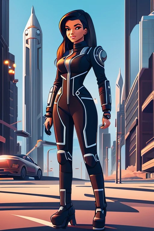 female civil engineer cartoon futuristic style