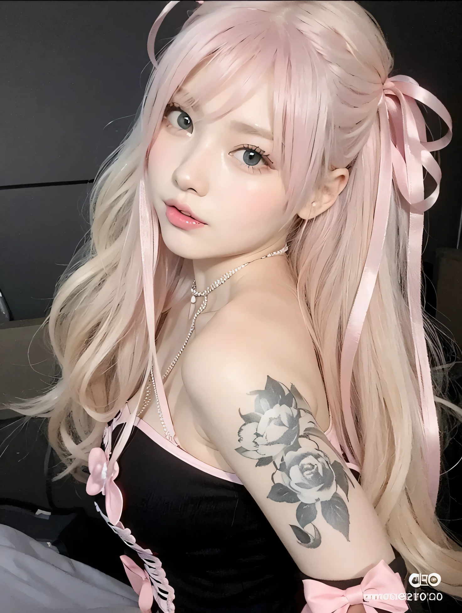 Pink hair And a round face