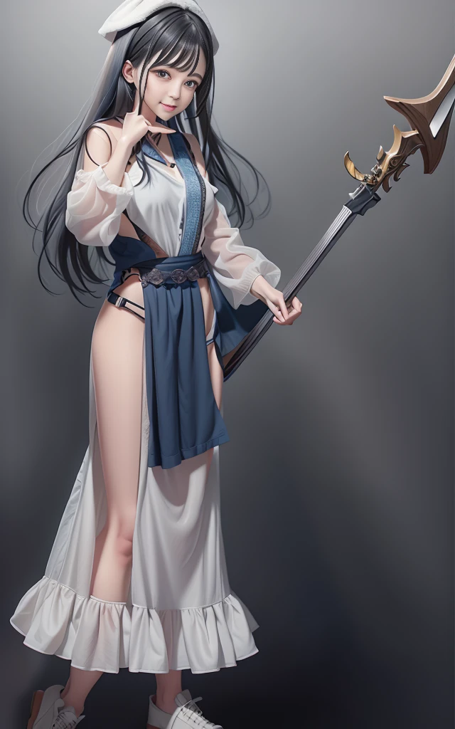 Blue Hair Surrealism, Character table, Reference Table, Standing painting, 8k, Super Detail, 1080P, Women HD, 4K, 8k, 16k, high resolution, best quality, high quality, Anatomically correct, masterpiece, precise, Ultra HD,grace,Unreal Engine,Delicate face,Long braids,slim,Long legs,miniskirt