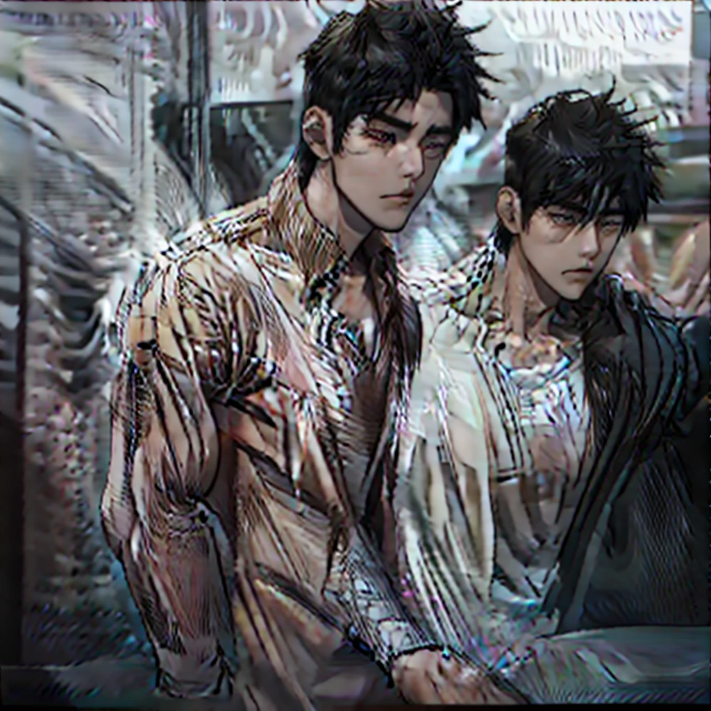 male, Handsome boy, Body length 180 cm, (black short hair, Korean hairstyle), ((red eyes)), (beautiful and sharp eyes), ((muscles)), ((shirtless)), ((Half body free.)), Semi-naked, Wearing pants without a shirt, In the upper half of the body, (Bedroom wallpaper), ((sexy body)), (sexy face), handsome man, 8k, Quilty Altitude, Realistic, Beautiful realism, outstanding detail, RAW photo, realistic eyes, Black hair, realistic hair, realistic eyes, red eyes, realistic body, and cool lighting, realistic photo, Cel shaded, Gel lighting, ultra-detail, white skin, hgih quality, 4k, masterpiece, desert, cowboy shot, handsome male, strong jaw, medium brown hair, messy greasy hair, stubble, 5oclock shadow, duster, cowboy, gunslinger, trenchcoat, white shirt, gun, holding gun to side, holster, duster pushed back showing gun in holster, dark and brooding lighting korean modern guys
INFO
