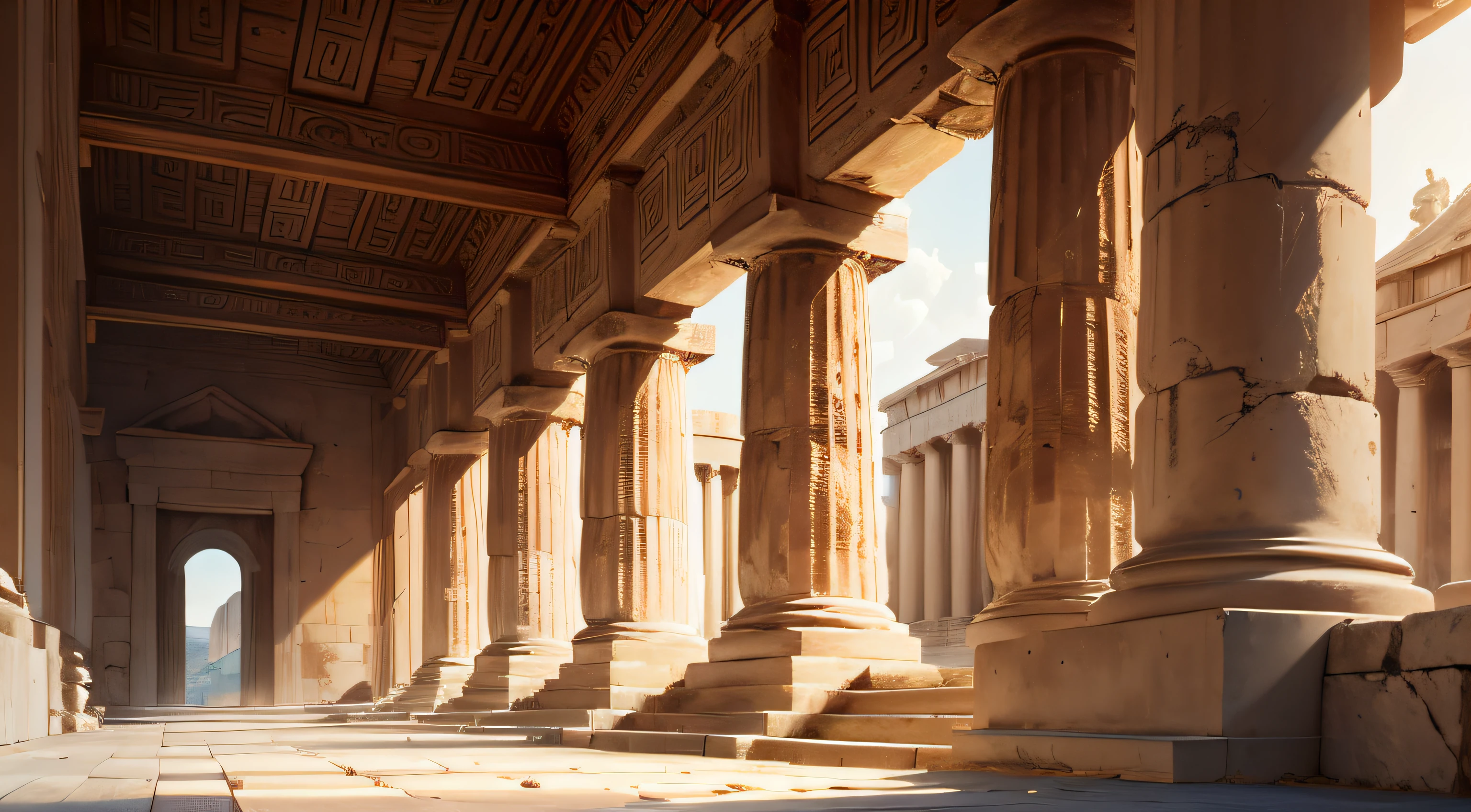 Ancient Greek buildings open environment from the time of ancient Greece in the morning