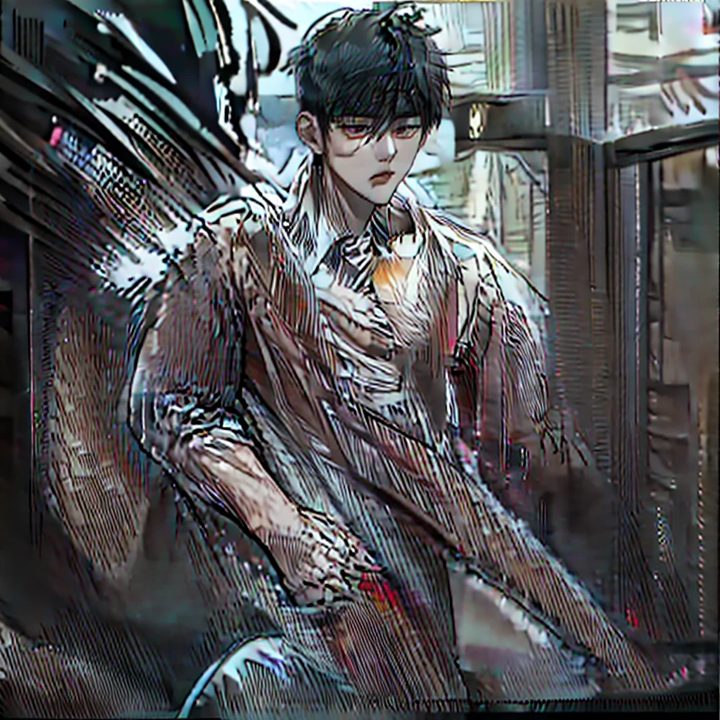 male, Handsome boy, Body length 180 cm, (black short hair, Korean hairstyle), ((red eyes)), (beautiful and sharp eyes), ((muscles)), ((shirtless)), ((Half body free.)), Semi-naked, Wearing pants without a shirt, In the upper half of the body, (Bedroom wallpaper), ((sexy body)), (sexy face), handsome man, 8k, Quilty Altitude, Realistic, Beautiful realism, outstanding detail, RAW photo, realistic eyes, Black hair, realistic hair, realistic eyes, red eyes, realistic body, and cool lighting, realistic photo, Cel shaded, Gel lighting, ultra-detail, white skin, hgih quality, 4k, masterpiece, desert, cowboy shot, handsome male, strong jaw, medium brown hair, messy greasy hair, stubble, 5oclock shadow, duster, cowboy, gunslinger, trenchcoat, white shirt, gun, holding gun to side, holster, duster pushed back showing gun in holster, dark and brooding lighting korean modern guys INFO