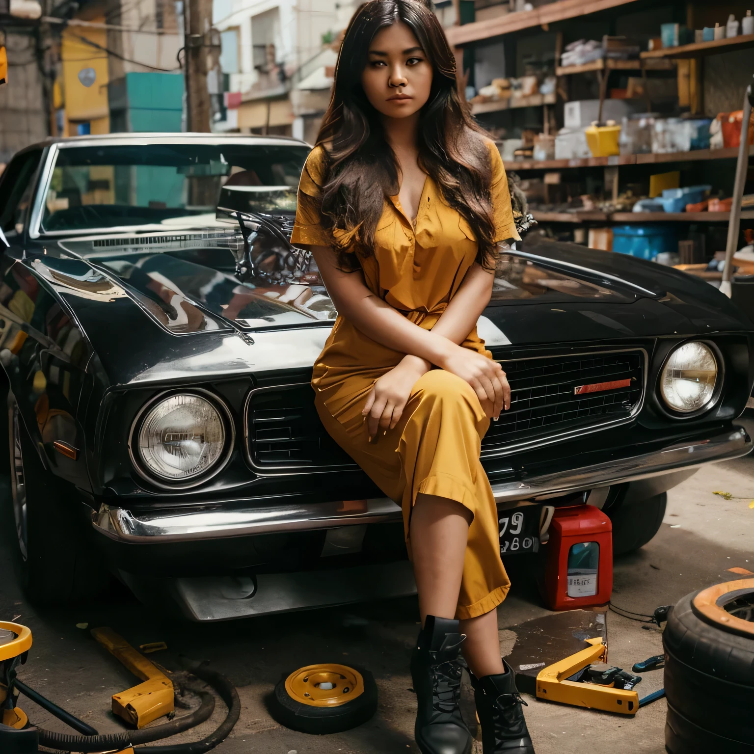 Indonesian Woman, 23 years old, medium fat body, realistic, hdr