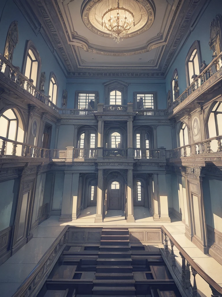 A mysterious and mysterious mansion in the style of Escher