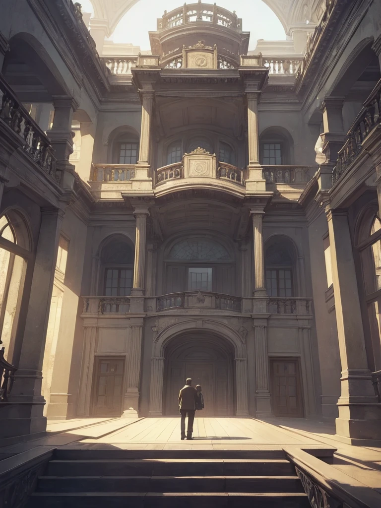 A mysterious and mysterious mansion in the style of Escher
