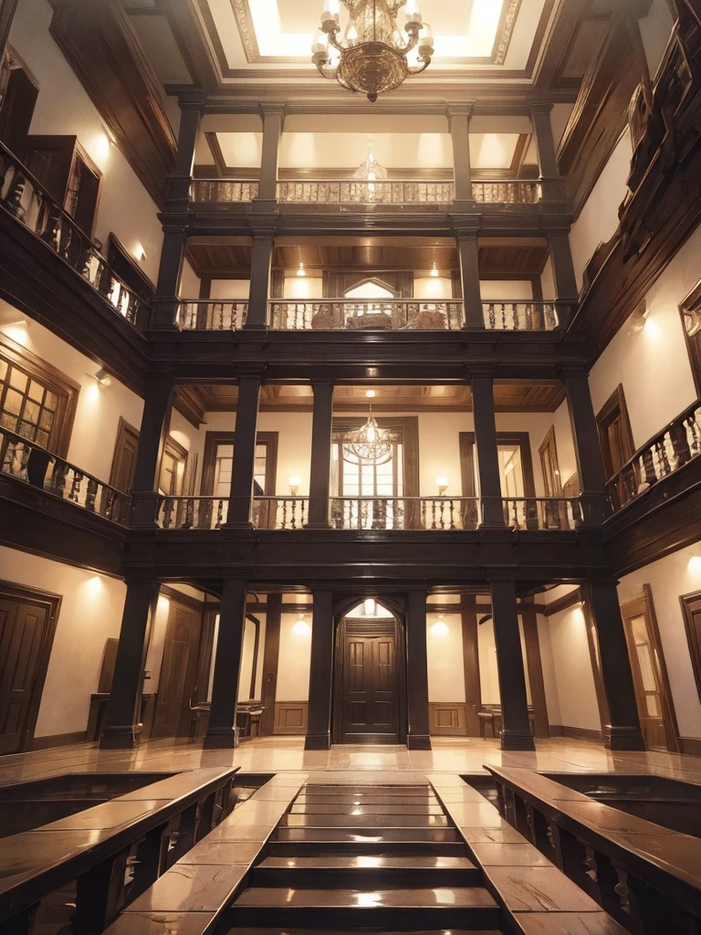 Draw a Western-style mansion with a mysterious atmosphere, resembling an Escher optical illusion.。Dark atmosphere