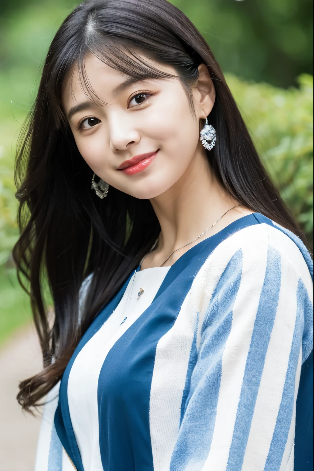 araffed asian woman with long black hair wearing a blue and white dress, jaeyeon nam, jinyoung shin, sakimichan, lee ji-eun, lee ji - eun, wan adorable korean face, heonhwa choe, 8k selfie photograph, park ji-min, korean idol, kim doyoung, headshot profile picture