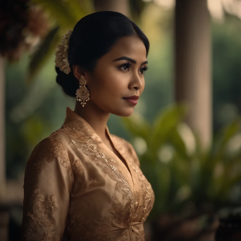 ((best quality, 8k)), ((indonesian girl , wearing traditional kebaya , around 1930 ))