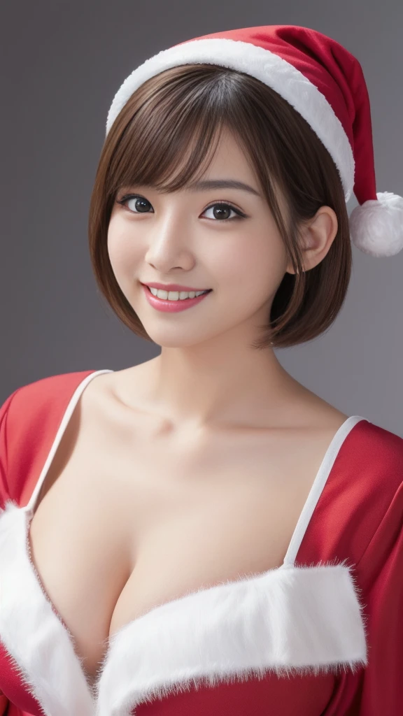 1baby fece girl, Ultra young japanese girl, santa claus clothes and scart, slim fit, incredibly cute, Ultra short hair, Big smile, Ultra beautiful detailed eyes, beautiful detailed lips, extremely detailed face, long eyelashes, innocent, artless, natural makeup, best quality, 4k, 8k, highres, masterpiece, ultra-detailed, realistic, photorealistic, photo-realistic, professional, vivid colors, studio lighting