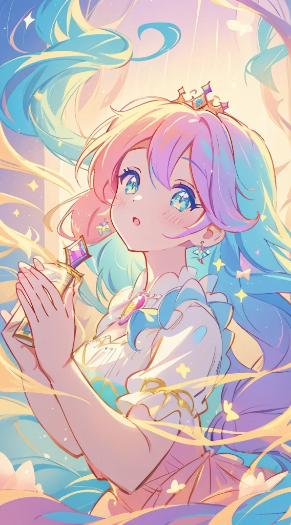 beautiful girl, puffy tiered princess ballgown, vibrant pastel colors, (colorful), magical lights, long flowing golden hair, inspired by Glen Keane, inspired by Lois van Baarle, disney art style, by Lois van Baarle, glowing aura around her, by Glen Keane, jen bartel, glowing lights! digital painting, beautiful digital illustration, fantasia background, whimsical, magical, fantasy, beautiful face, ((masterpiece, best quality)), intricate details, highly detailed, sharp focus, 8k resolution, sparkling detailed eyes