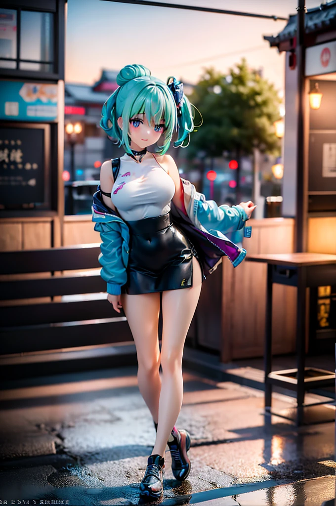 In the bustling streets of Akihabara on a sunny day, a high-definition scene unfolds: a premium-grade image of a Japanese girl strolling with a smile. She sports a blue jacket over a pink shirt adorned with a car stamp, her short hair framing her face elegantly. Behind her glasses, her eyes radiate warmth and curiosity. The ambient occlusion and global illumination techniques capture the atmospheric effects of the vibrant cityscape, with reflections shimmering on storefront windows and shadows dancing playfully along the pavement.
The composition is carefully crafted, with symmetry enhancing the overall aesthetic. Subtle gradients in the sky and surroundings add depth and dimension to the scene, while color harmony infuses the image with a sense of cohesion. Rendered in full HD, every detail, from the folds of her jacket to the texture of the pavement, is crisp and clear.
The depth of field draws focus to the character design, reminiscent of anime 90s style, while manga influences are evident in the expressive lines and emotive features. As she walks, she embodies the essence of Akihabara - a melting pot of culture, technology, and creativity. This AI-generated image captures the spirit of the moment, inviting viewers to immerse themselves in the charm and energy of one of Tokyo's most iconic districts.