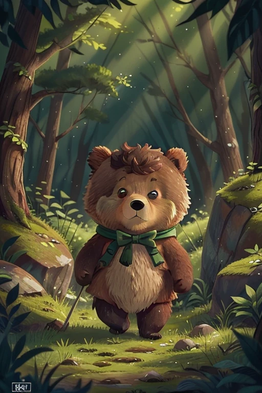 ((A little bear walking in the forest)),Sad bear,Looks very sad,depressing