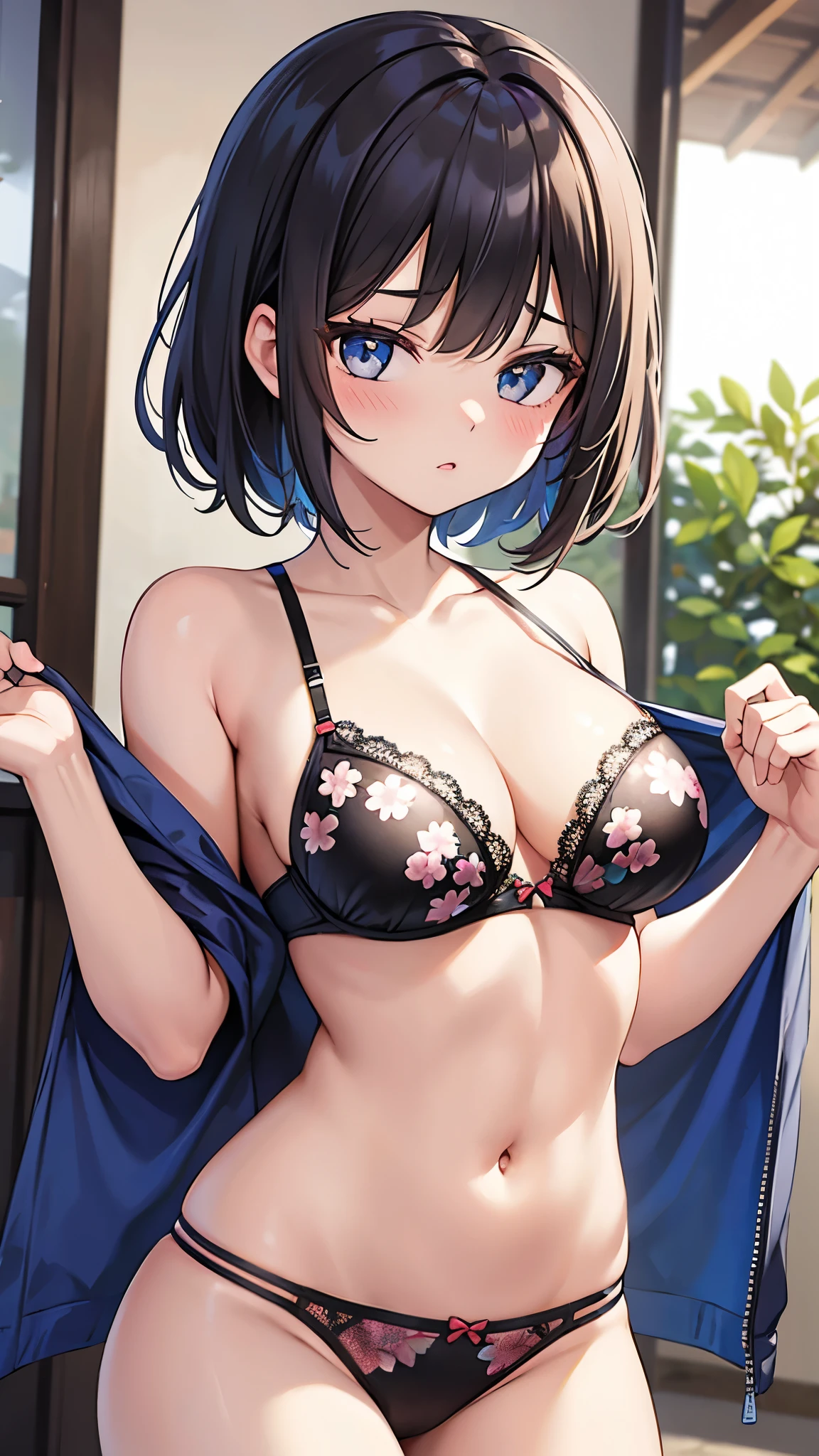 Attractive breasts、Beautiful and attractive anime woman, Enchanting anime girl, Top rated on pixiv、Short Bob、Healthy Body、Are you okay、Laughter、See-through underwear、Yakuza、tattoo、I can see your underwear、Shaven、Slippery、Large round earrings、Piercing in the navel、Black Hair、