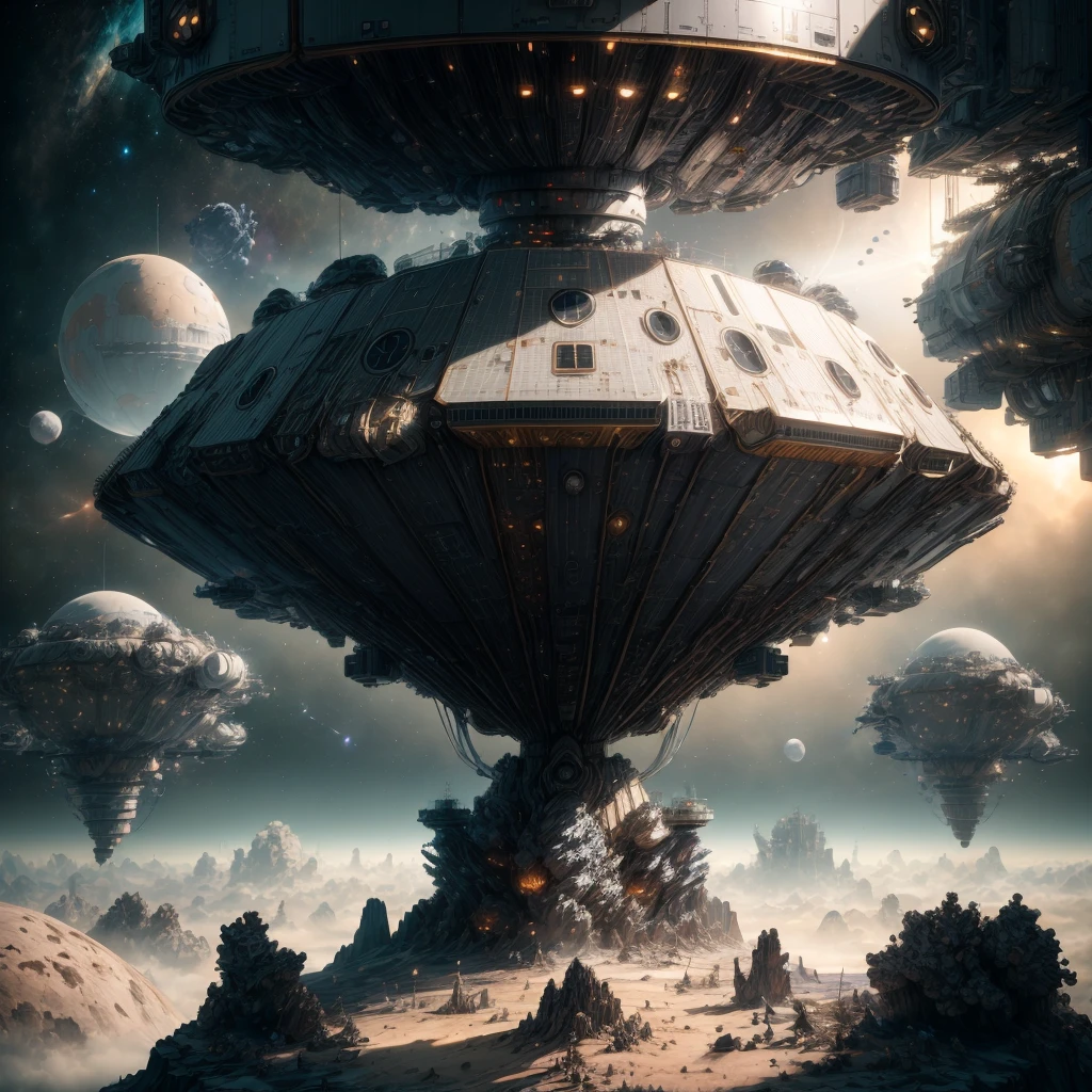 Masterpiece, best quality, (highly detailed CG unity 8k wallpaper), (best quality), (best illustration), (best shadows), isometric 3D , octane rendering, ray tracing, highly detailed,
Space cosmo-pirates hidden base on asteroid with docked spaceships