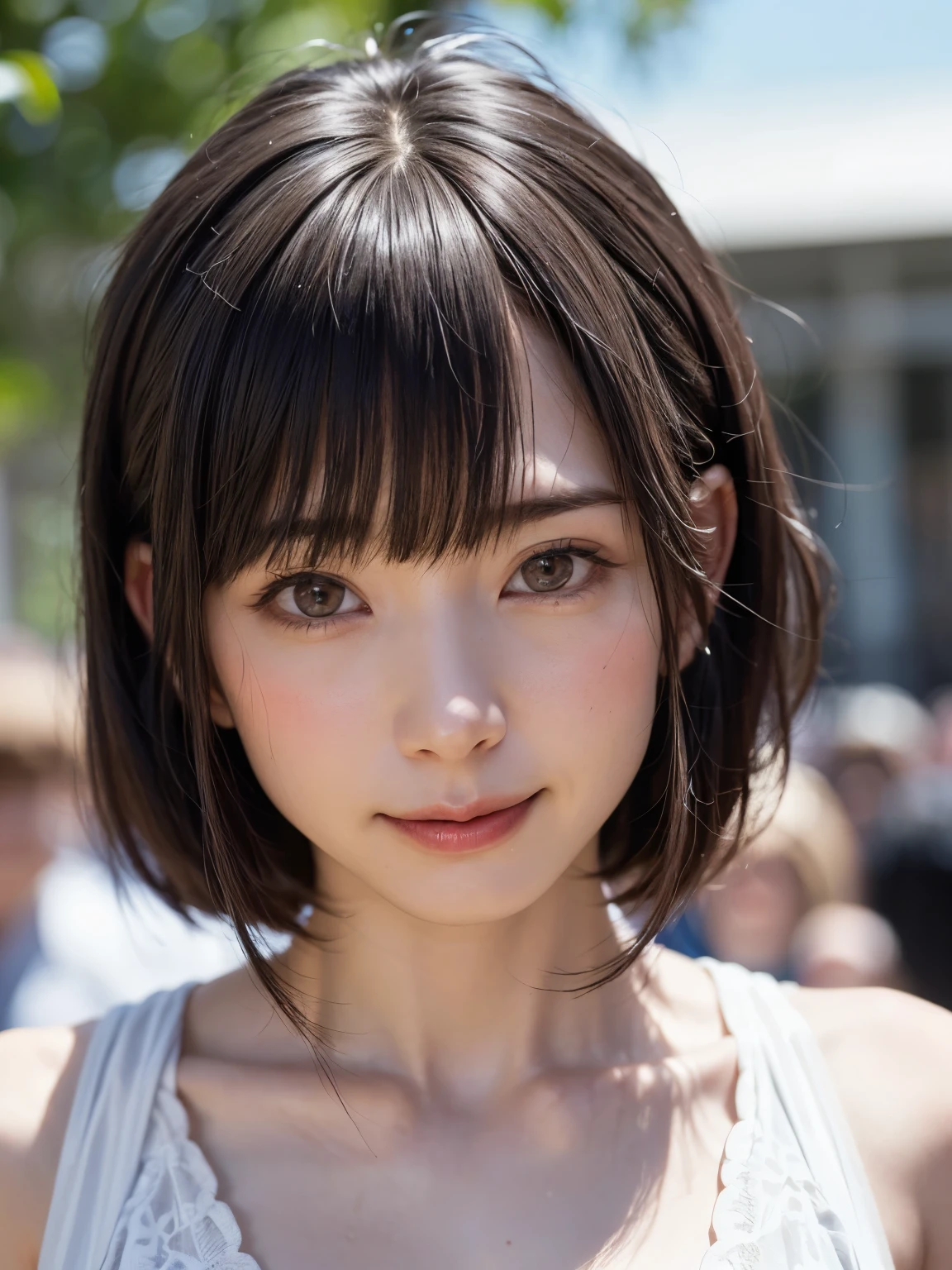 (software:1.8、masterpiece, highest quality),1 girl, alone, hyper Realistic, Realistic,Realistic, Looking at the audience, Light brown eyes:1.4,Brunette Short Bob Hair with highly detailed shiny hair, Brightly colored winter clothes, Lepangas:1.4), Outdoor, Mouth closed, Upper Body、big chest eye、eyelash、{Hugeな|big chest|Hugeなな|Mega} whole :2, chestの谷間:2、(((big chest eye、Short Bob Hair、Highlights from Students、Looking at the audience、She is very beautiful and cute、Show me your ears、Long neck、smile、Close your mouth and smile、Bangs and beautiful teeth)))、Ideal body type、(Nothing is drawn、Very beautiful pure white background:1.6)、美しいLong neck:1.4、(({Huge|big|Hugeな|Mega} chest, chestの谷間:2、Upper Bodyは服を着ていない:1.6))、(((Portraiture:2)))、Perfect Anatomy