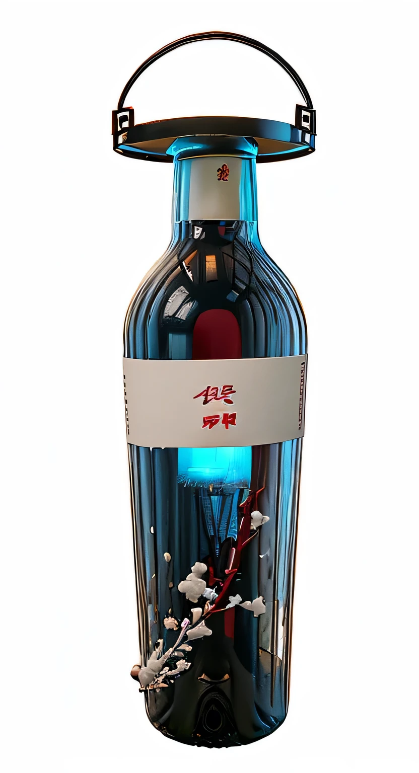 Red wine bottle，Change to transparent white color, the highest quality remains unchanged，antiquity，Chinese style，Light color bright，White background
