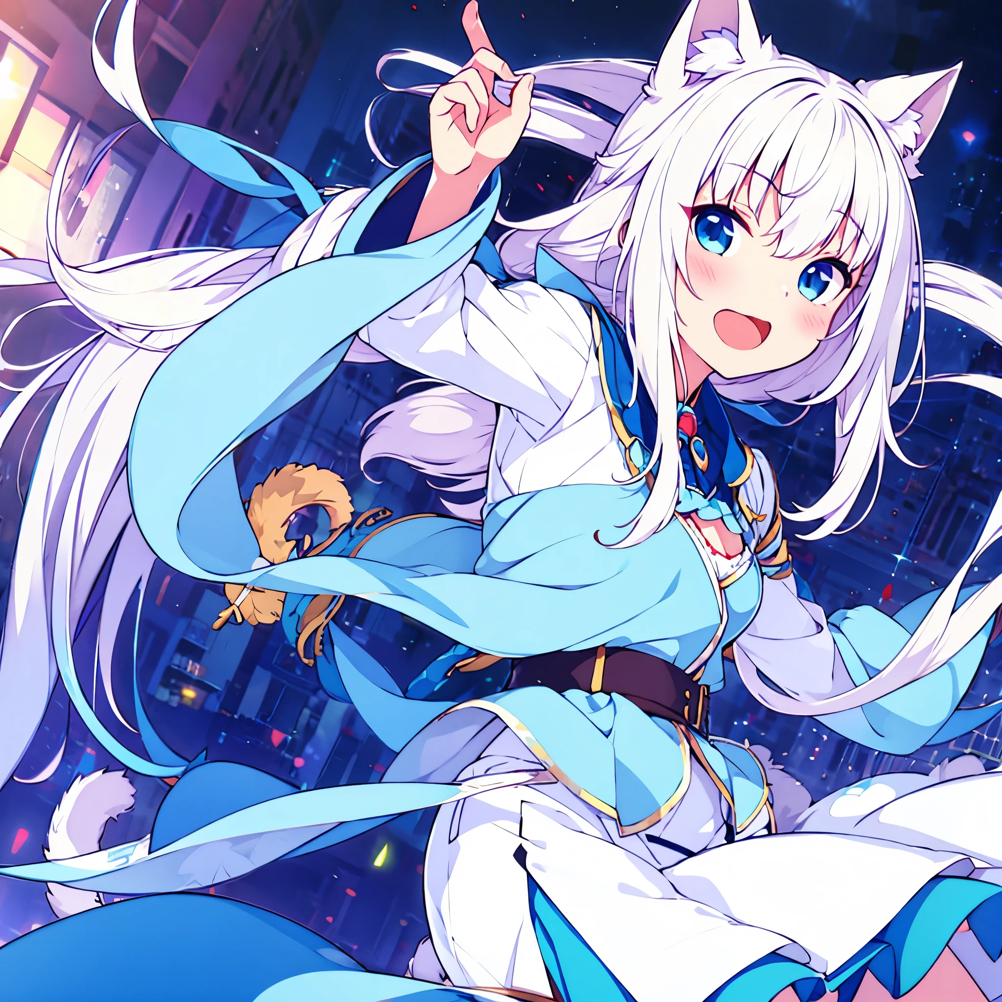 girl white hair blue eyes nekomimi