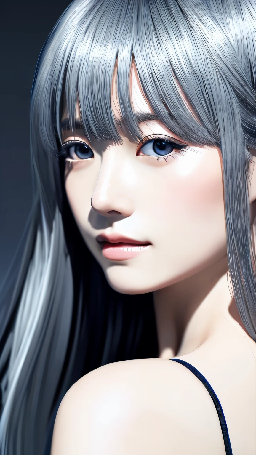 Illustration style、Showa Anime、Woman looking this way、Japanese、 (highest quality, Ultra-detailed, Portraiture, Natural light)、Stylish、Dark Silver Hair