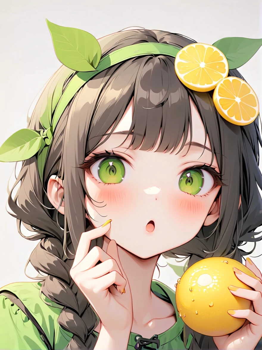 Eat lemons挑战，girl，Eat lemons，Sour expression，Slobber