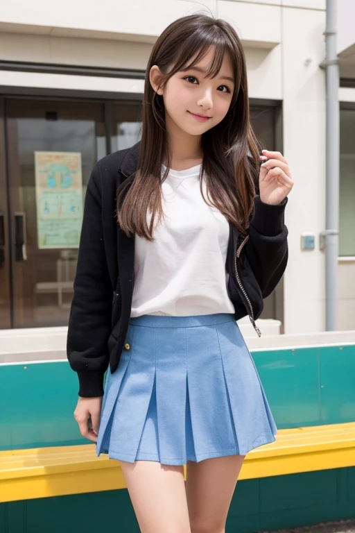 (Showing off her panties女子高校生ひとり)、(Lift up your skirt)、(Panty shot)、(White blazer Pale purple pleated skirt)、Front low angle:1.5、(Showing off her panties)、((Masterpiece、Highest quality、Highest quality)), (Super detailed), (8K ),Raw color photography, Professional photography, Great face and eyes, Skinny、Model Style、Outdoor、(Light shines on panties)、Pink Hair、(Small breasts:1.3)、Earrings、、Thin thighs、Tiny and slim waist、Happy smile、Wet、Posing while showing her panties、20-year-old、