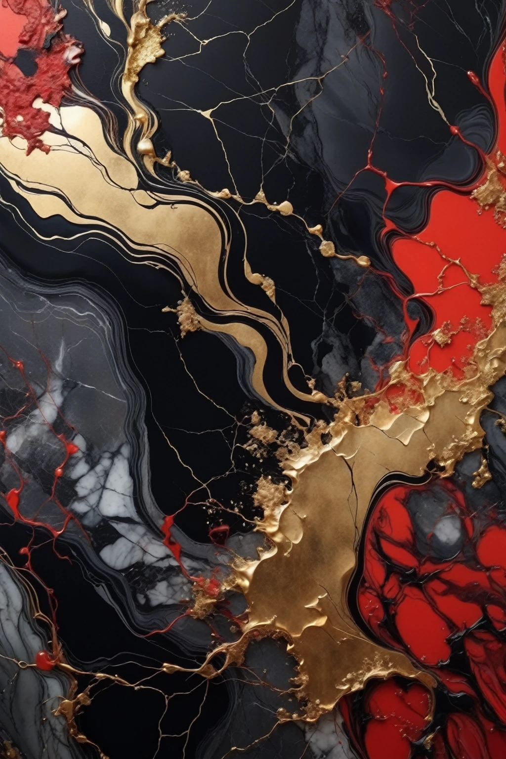 a beautiful abstract marble texture, with colors of black, red and gold, highly detailed, intricate design, marble material, BY Anne Bachelier,