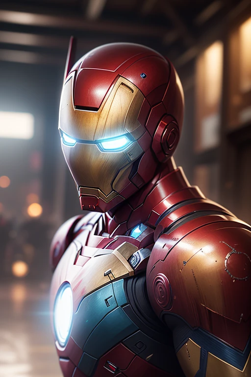 a highly detailed blue iron man, beautiful detailed eyes glowing bright blue, intricate metal shell with complex textures and decorations, cinematic dramatic lighting, hyper realistic, 8k, photorealistic, masterpiece, concept art