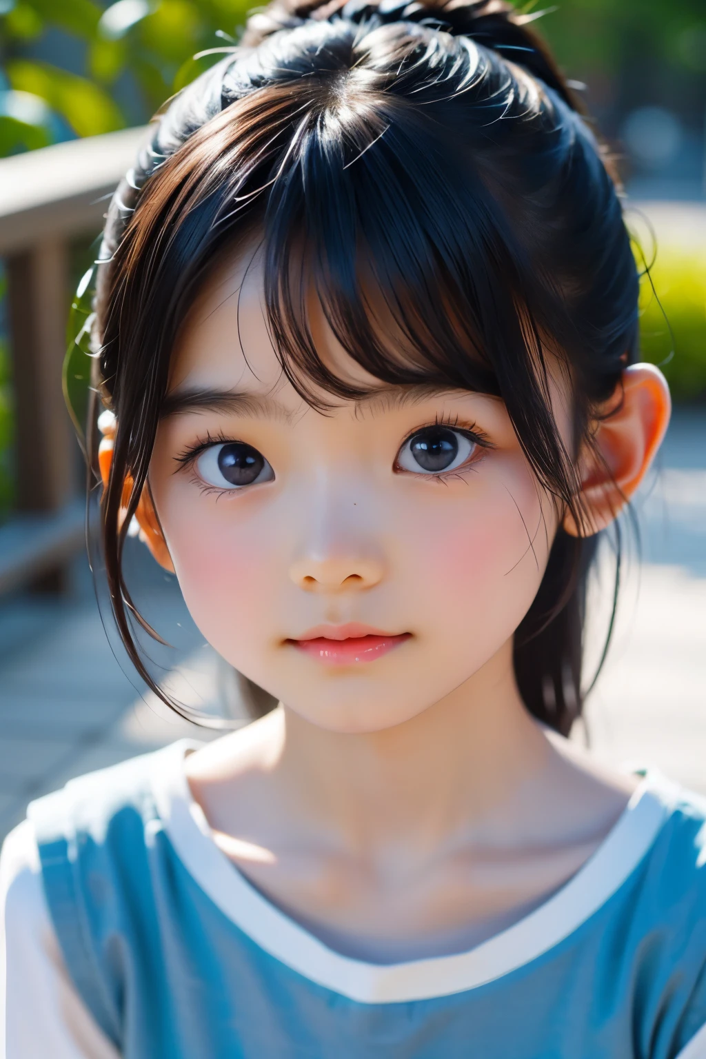 avatar,Front center forward,Clean face,Mouth closed, girl,cute,summer,Slightly smaller eyes,Black eyes,Be a little more natural to the eyes。