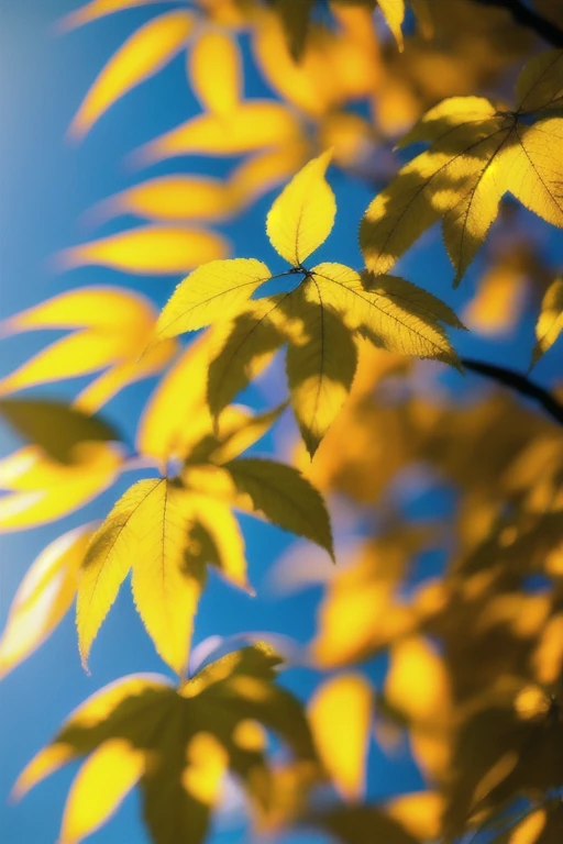 Close up of a tree with yellow leaves in the sun, gold色調自然展現, 温暖的gold背光, Gold Leaf, Soft autumn sunshine, yellow hue, backlight leaves, Autumn Light, , The backlight glows, yellow, gold的秋天, Yellowing, autumn sunlights, gold, 沐浴在gold的光芒中, Soft backlight