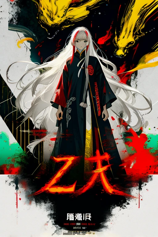(Best quality, movie poster style), The guy with the long hair, White hair: 1.2), (Significant Chinese screenwriter: 1.1), The perfect combination of elements.