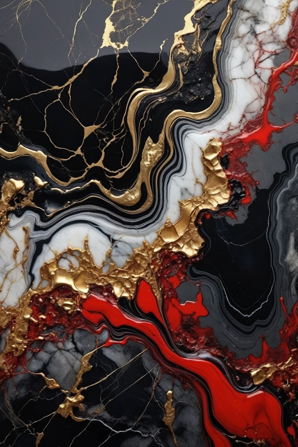 a beautiful abstract marble texture, with colors of black, red and gold, highly detailed, intricate design, marble material, BY Anne Bachelier,