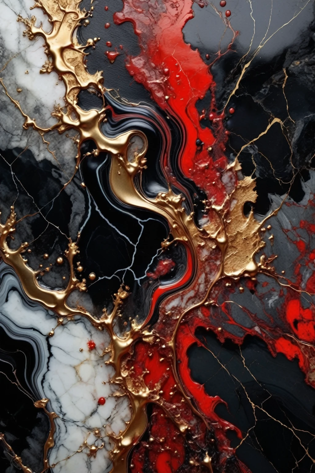 a beautiful abstract marble texture, with colors of black, red and gold, highly detailed, intricate design, marble material, BY Anne Bachelier,