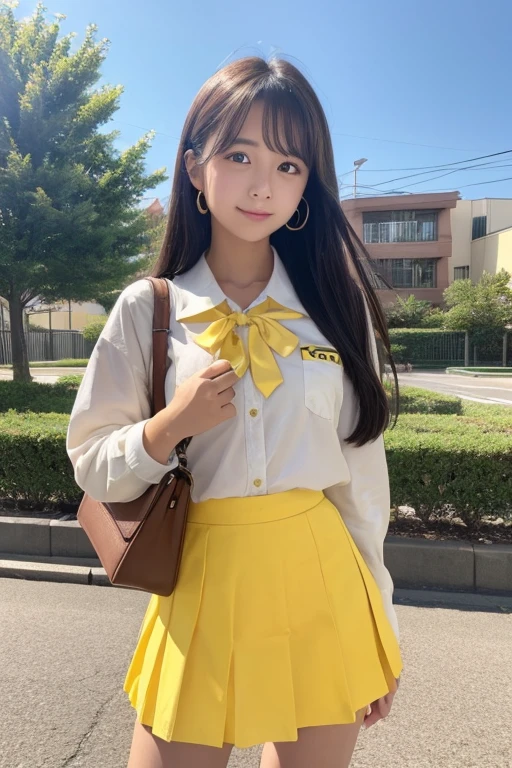 Cute Girls、high school girl、Yellow mini skirt