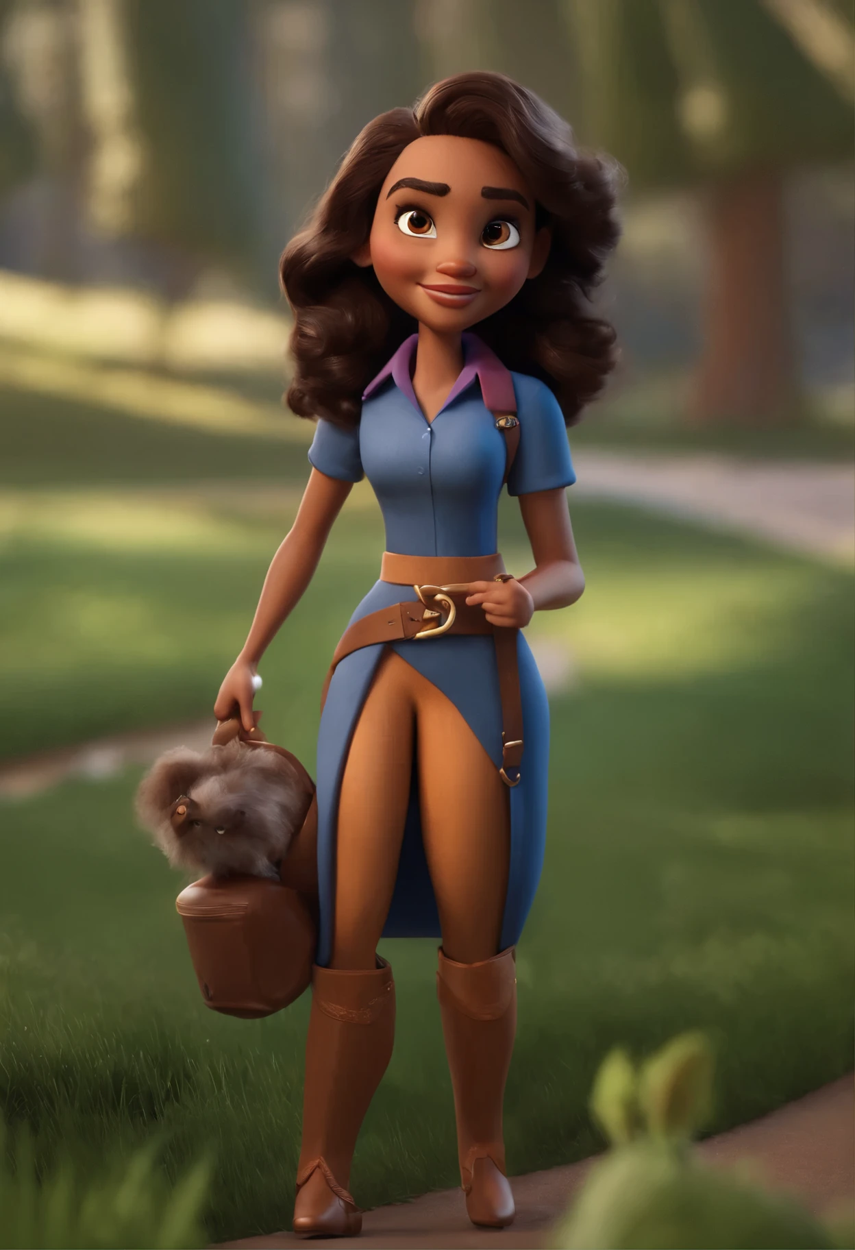 Personagem de desenho animado de uma mulher pretos,cabelo cavheado e camisa roxa, um personagem animado, Caracters estilizado, animation style rendering, 3D estilizado, Arnold Maya rendering, Stylized 3D rendering, toon render screenshot, Personagem 3D, Personagem 3D, Stylized 3D rendering, 3D character rendering, personagem de desenho animado, Personagem de close up, Pose de personagem, (Estilo Pixar) (parte mestre:1.2) (Bokeh) (melhor qualidade) (pele detalhada) (textura detalhada) (8K) (argila) (cinematic lighting) (sharp focus,Senta e vaza a parte superior do corpo