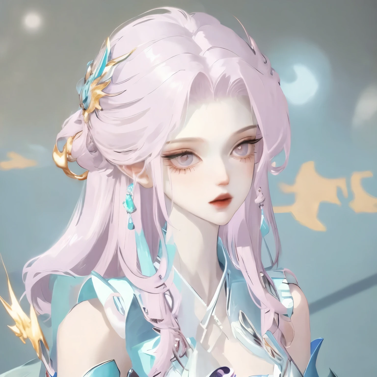 Masterpiece Best Night Full Moon 1 Female Sister Rain Sister Cold Face Expressionless Silver White Long Hair Woman Light Pink Lips Calm Intellectual Three Rings Gray Eyes Assassin Dagger, Flowers, Card Details, Finger details,