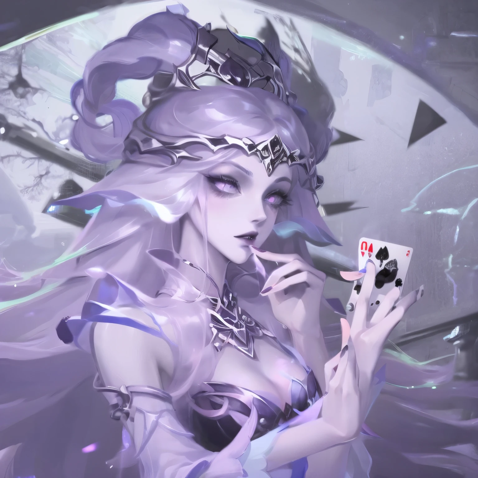 Masterpiece Best Night Full Moon 1 Female Sister Rain Sister Cold Face Expressionless Silver White Long Hair Woman Light Pink Lips Calm Intellectual Three Rings Gray Eyes Assassin Dagger, Flowers, Card Details, Finger details,