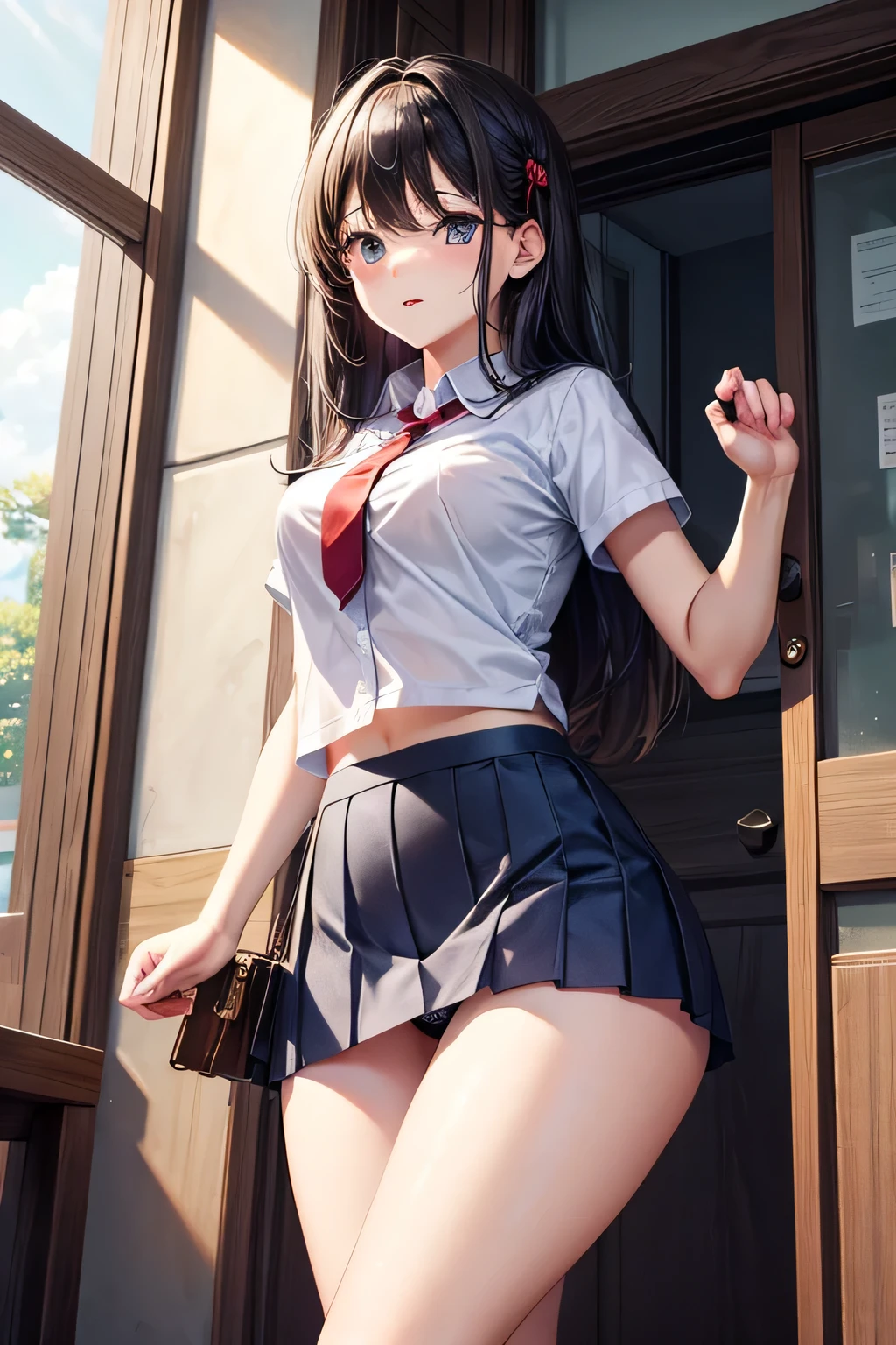 thin girl in sexy school skirt and underwear