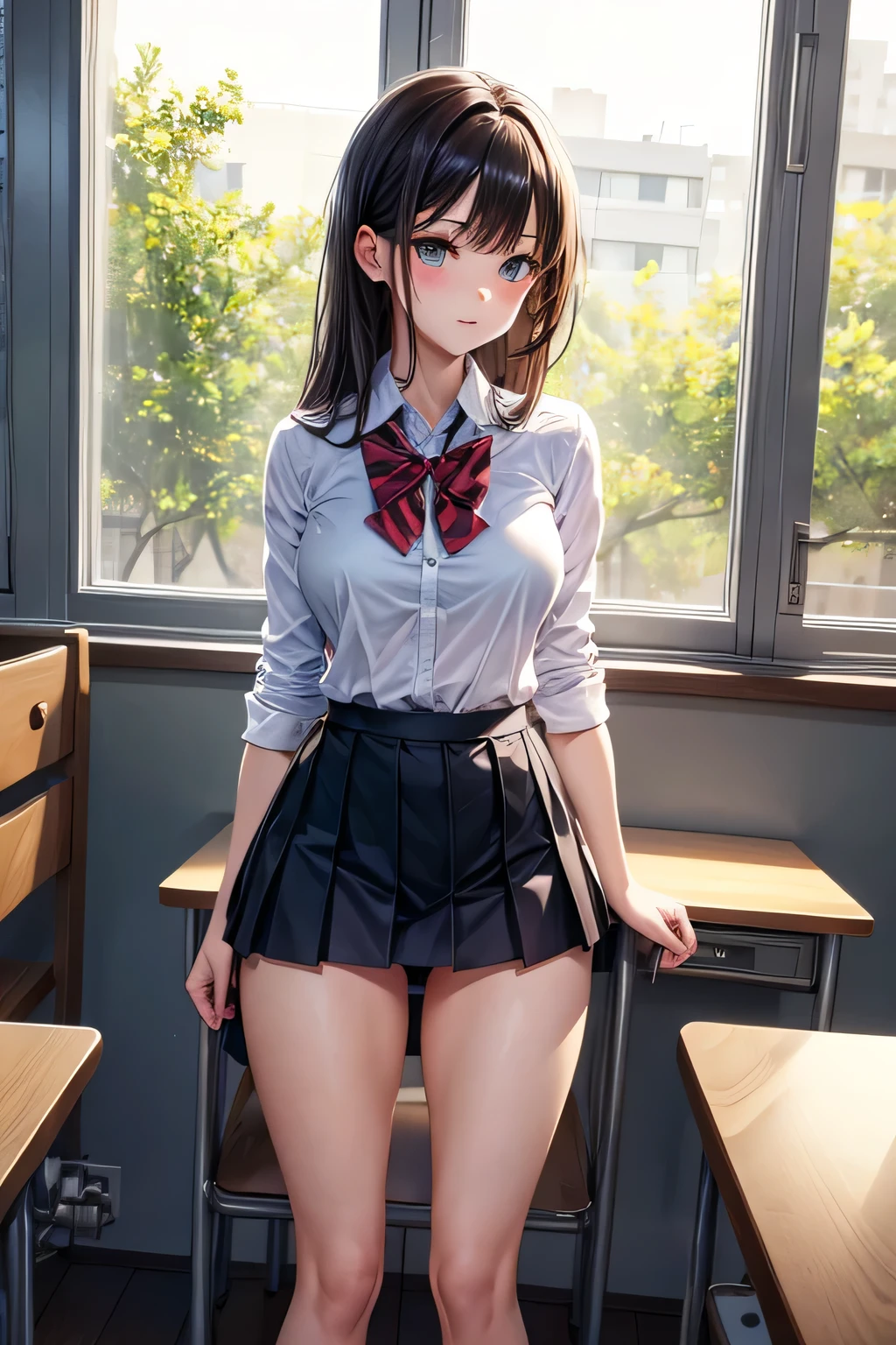 thin girl in sexy school skirt and underwear