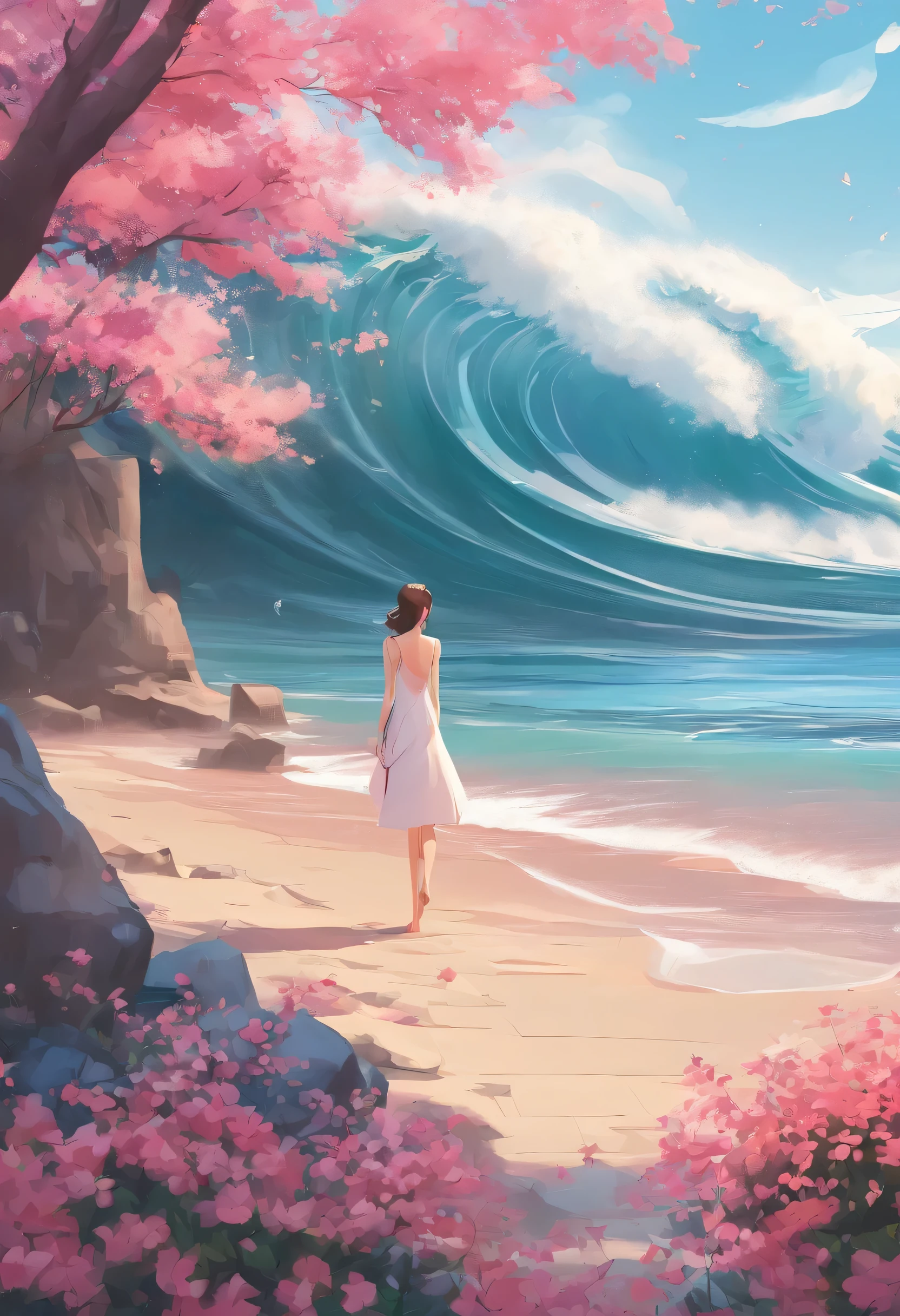 highest quality,masterpiece,Ultra-high resolution,(Actual:1.4),Original photo,Ultra-high resolution，8k，There are women，Fair skin，Exquisite makeup，Big waves，Pink Dress:1.5，，High heels，Long legs，Bright and beautiful，
