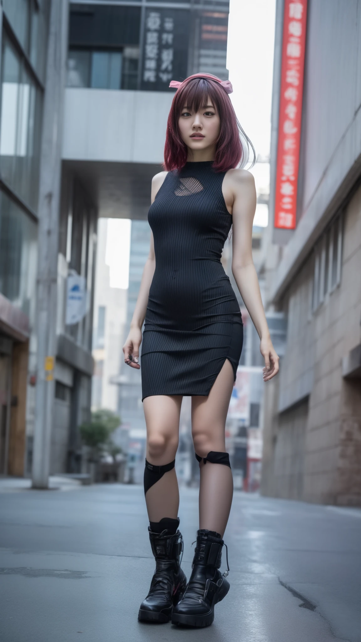 Anime girl in a dress and headband standing in front of a building, digital Cyberpunk anime art, Digital Cyberpunk - Anime Art, anime cyberpunk art, Cyberpunk Anime Girl, Cyberpunk Anime Girl mech, Anime Style 4k, Best Anime 4K Konachan Wallpaper, Cyber , Cyberpunk anime art, Portrait Anime Astronaut Girl, anime girl of the future, Dreamy Cyberpunk Girl