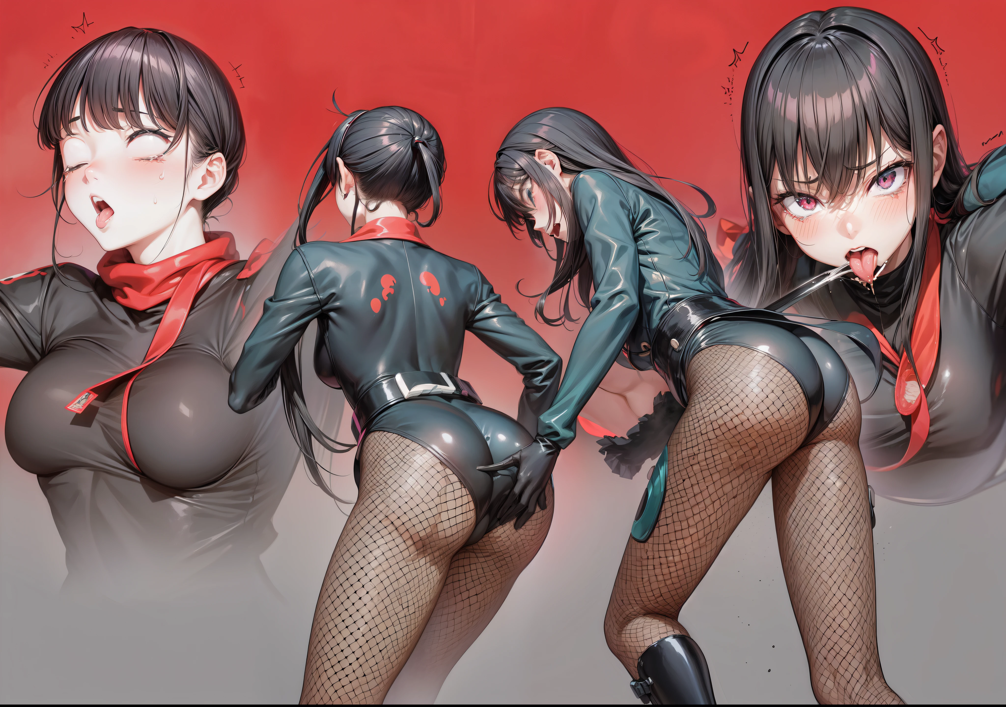 Japanese girl、Close-up of a girl in a black leotard、Black shiny latex suit, Wearing a belt around the waist、Saiyan Girl, wonderful, Nano Girl, Female body type, Inspired by Hiromu Arakawa, Anime Manga Robot!! Anime Girls, Fubuki, Full Body Suit, by Hiromu Arakawa、wonderful, silk, Beautiful and attractive anime , Anime Girls of the future, tears,Drooling,Pee,Sweat,Tongue out,incontinence,Peeing,Mouth open and tongue out,Estrus,Eyes wide open,Estrus,Blushing,Nipples are erect,Face is hot,Lust、Mouth wide open and tongue sticking out、I&#39;m incontinence and my crotch is wet、Crying face、Drooling