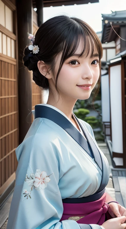 Professional Lighting,(Photorealistic:1.4), (Top image quality:1.0), (超A high resolution:1.0), 8k, Raw photography, (masterpiece:0.2), (Facing the children_v1:0.5)、(最高quality Detail:1.2)、Realistic、8k er、High resolution、(1 girl:1.2)、超detailedな、High quality textures、Intricate details、detailed、Very detailed CG、High quality shadows、detailed 美しく繊細な顔、Beautiful details and a delicate eye、(Symmetrical eyes:1.2),Written boundary depth、Ray Tracing,1 girl, Japanese Girls, (Natural smile:1.4),cute, thin, kimonoを着た美しい日本人女性の肖像画, A temple in the city of Kyoto々Stand with. 鮮やかな伝統模様のkimono, Hair decorated with elegant and delicate hairpins, Gentle expression. (With the old streets of Kyoto in the background:1.4)、The soft light of a spring afternoon、Adding tranquility to the scene. Rendered in a Realistic style with great attention to detail, High resolutionの画像.Sky Porn, Magic Hour, (Realistic:1.3), finely, quality, (Tabletop:1.2), (Realistic:1.2), (最高quality), (複雑なdetailed), dramatic, Ray Tracing, photograph, +roller,Holding a Japanese sword、kimono